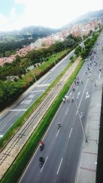 High angle view of road passing through mountain