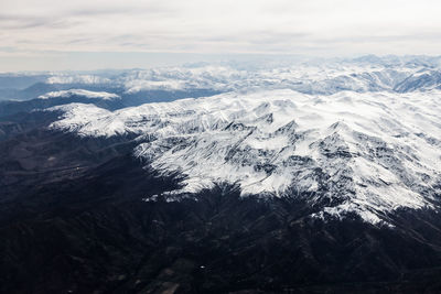 Aerial view of snowcapped mountains