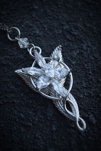 High angle view of chain on table