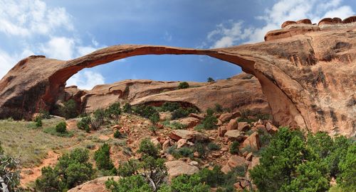 Scenic view of rock formations against sky