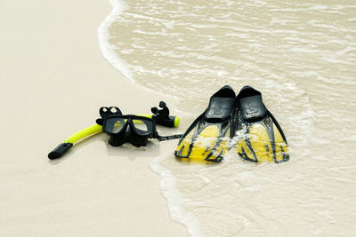 High angle view of people on beach