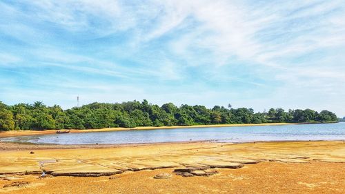 Scenic view of beach against sky