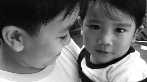 Close-up portrait of cute baby boy