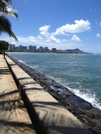 View of sea against cloudy sky