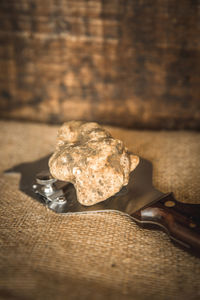 High angle view of stones on table