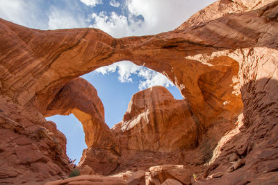 Low angle view of rock formations