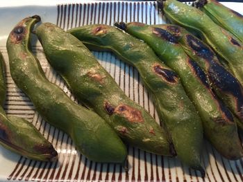 Close-up of banana leaf on plate