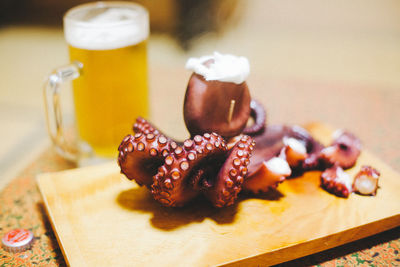 Close-up of food on cutting board