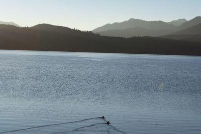 Scenic view of lake against clear sky
