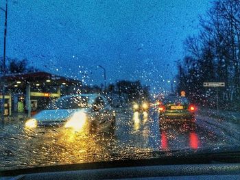 Car on road at night