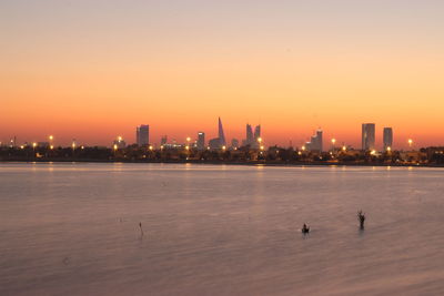 View of city at sunset