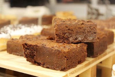 Close-up of cakes on table