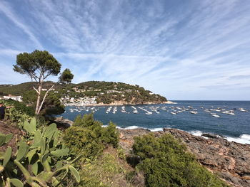 Scenic view of bay against sky