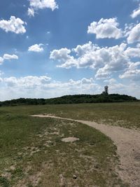 Scenic view of field against sky