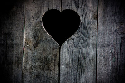 Close-up of heart shape on wood