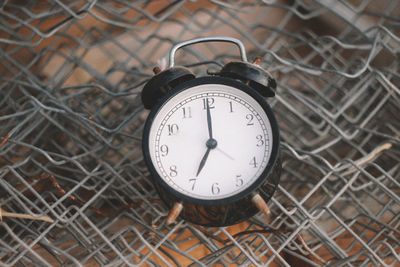 High angle view of clock