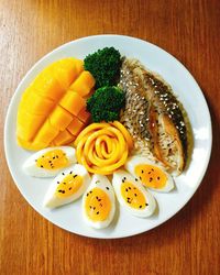 High angle view of meal served in plate