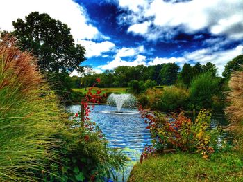 Scenic view of lake against sky