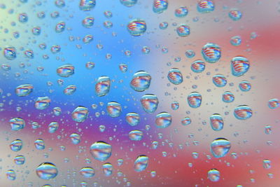 Full frame shot of wet glass window