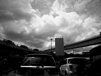 View of city against cloudy sky