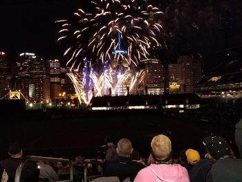 Firework display at night