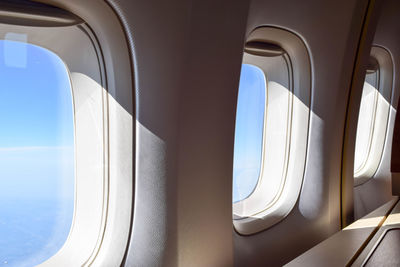 Close-up of airplane window