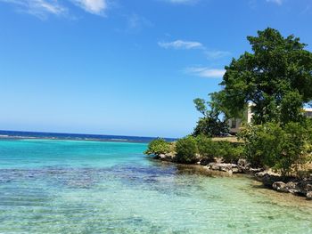 View of calm blue sea against sky