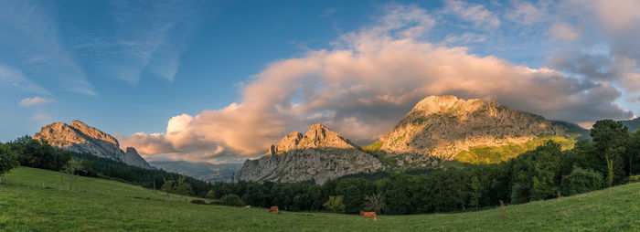 Panoramic view of landscape and mountains against sky