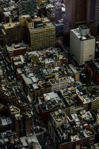 High angle view of city buildings