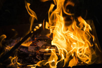 Close-up of fire at night