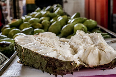 Close-up of fruits in market for sale