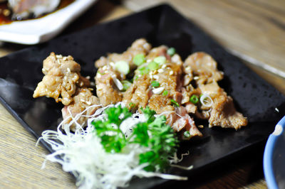 Close-up of food on table