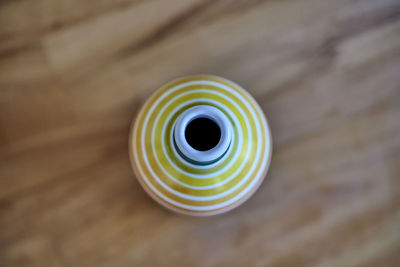 Directly above shot of spiral toy on table