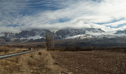 Scenic view of mountains against sky