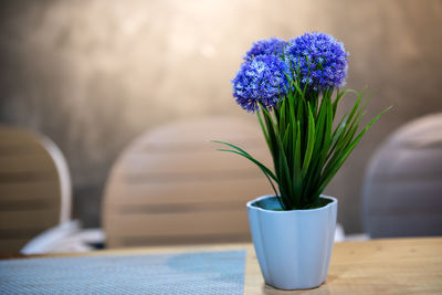 Close-up of flower pot on table