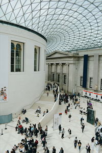 High angle view of people in shopping mall