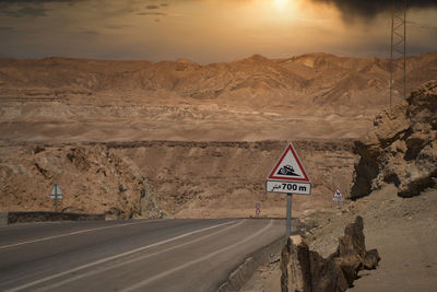 Road sign in a desert