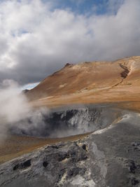 Scenic view of volcanic landscape against sky