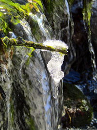 Close-up of water flowing through rocks