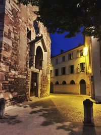 Illuminated building at night