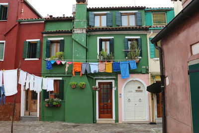 Multi colored houses in city