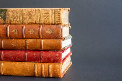 Stack of books on table