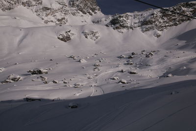 High angle view of snow covered mountain