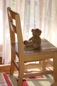 Close-up of chair at home