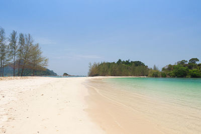 Scenic view of beach against clear sky