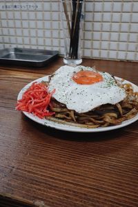 Close-up of breakfast served on table