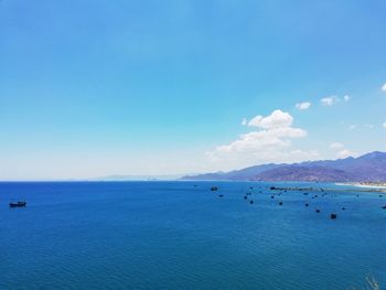 Scenic view of sea against blue sky