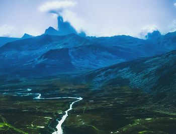 Scenic view of mountains against sky