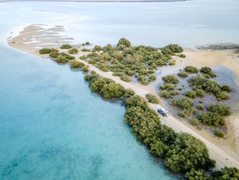 High angle view of beach against sky