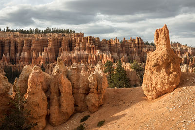 Panoramic view of rock formations against sky